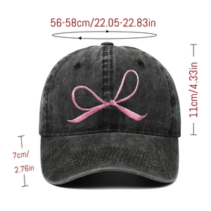 Detaillierte Größentabelle für schwarze gewaschene Baseballkappe mit Stickerei