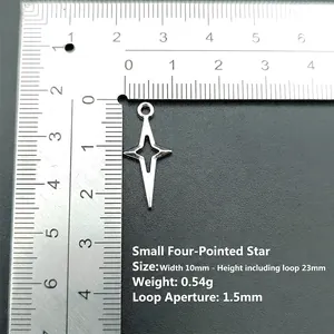 Polished zinc alloy hollow star pendant with dimensions 23x10mm for DIY jewelry making