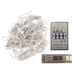 Smart LED curtain fairy lights with USB Bluetooth APP controller and remote set