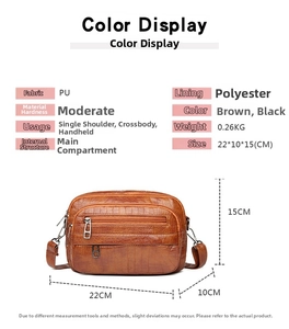 Dimensions du sac marron texture crocodile montrant taille 22x10x15cm et le poids