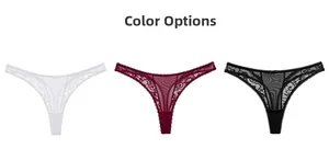 Dreierpack florale Spitzen-Strings in Weiß, Weinrot und Schwarz mit transparentem Mesh