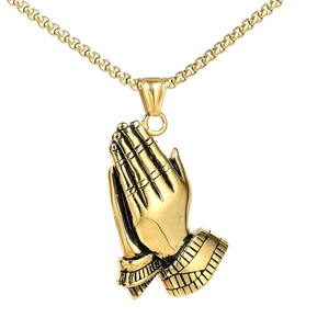 Praying Hands Pendant Necklace Stainless Steel Hip Hop Religious Jewelry Fashion Accessory For Men Women