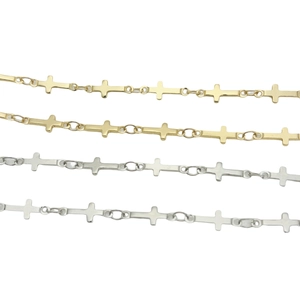 Gold and silver cross link chains for DIY jewelry making and necklace accessories