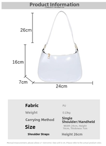 White PU leather shoulder bag dimensions 24x16x7cm with 26cm strap height detail