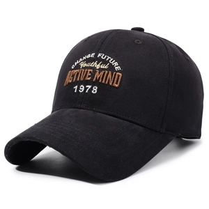 Classic black brushed cotton baseball cap with embroidered ACTIVE MIND lettering