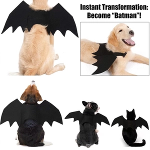 Halloween black bat wings costume for dogs and cats adjustable felt dress-up pet accessory