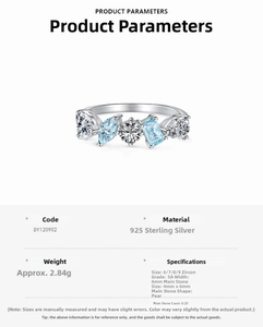 Detailed macro view showing S925 sterling silver ring with 5A pear-shaped blue zircon