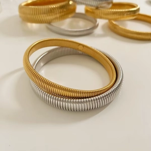 Gold and silver flexible spring coil bangles made of durable stainless steel for women