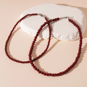 Girocollo Con Perline Di Vetro Rosso Per Donna Gioielli In Cristallo Artificiale Vintage Con Targhetta In Argento S925