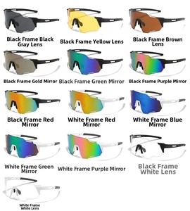 Grid view of polarized cycling sunglasses in thirteen diverse lens colors and frame options