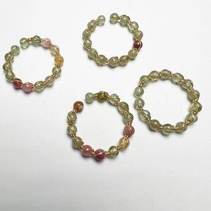 Handmade 14K gold-filled wire wrapped ring with colorful natural tourmaline gemstones