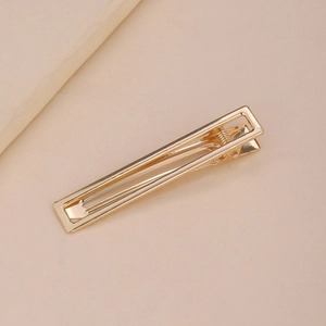 Minimalist gold metal alligator hair clip with sleek rectangular DIY craft design