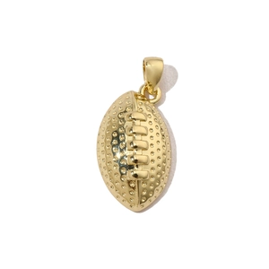 Detailed view of a golden American football charm with realistic texture and stitching