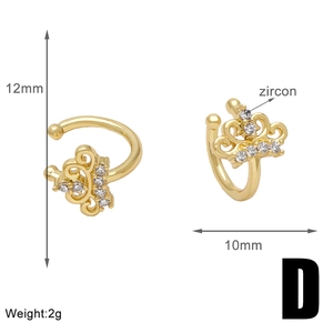Détails des dimensions et de la boucle d'oreille couronne fleur plaquée or 18k