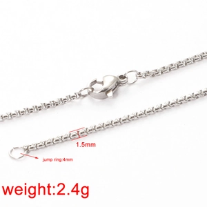 Minimalist 1.5mm stainless steel box chain necklace with 4mm jump ring and lobster clasp