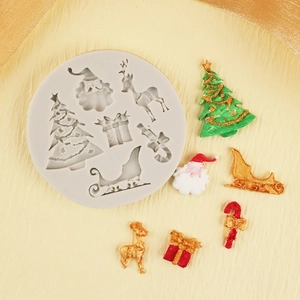 Weihnachts-Silikonform mit 6 Motiven wie Rentier und Baum für DIY-Kuchen und Backen