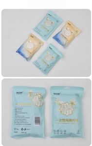 Macro detail of portable disposable cotton underwear packaging for travel convenience