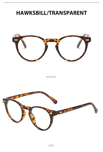 Front and side views of vintage tortoiseshell round frame glasses with gold accents