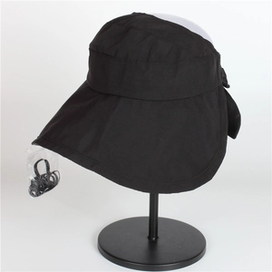Cappello da sole nero da donna a tesa larga con protezione UV per l'estate