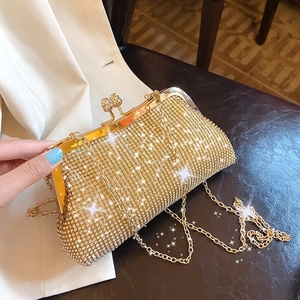 Luxury Rhinestone Evening Clutch Bag Sparkling Diamond Wedding Party Handbag Metal Chain Shoulder Crossbody For Women