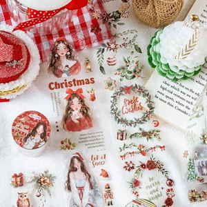 Nastro PET opaco Isola di Natale con illustrazioni festive per scrapbooking fai-da-te