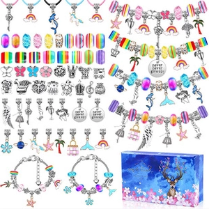 Kit per braccialetti fai da te con perline colorate e ciondoli vari in confezione regalo