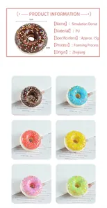 Vista detallada de donuts de espuma PU de 7cm mostrando texturas y colores vivos