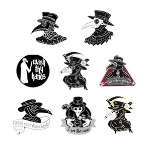 Plague Doctor Brooch Pin Badge Alloy Enamel Bird Mask Gothic Dark Punk Vintage Retro Quirky Novelty Apparel Accessory