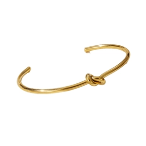 Minimalist polished gold knot open cuff bracelet made of durable titanium steel