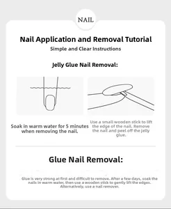 Instructional guide for removing press-on nails with jelly glue or adhesive methods