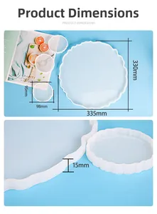 Detailed size specifications for large wave resin tray and small coaster molds