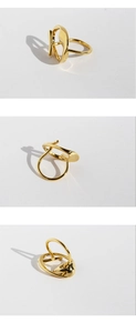 Detailed views of the twisted gold adjustable ring from multiple professional angles