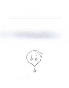 Detailed size and weight specs for the V-shaped silver necklace and diamond earring set