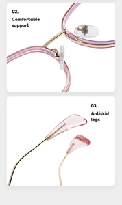 Dettaglio occhiali da sole cat-eye con cerniere in metallo dorato e naselli rosa