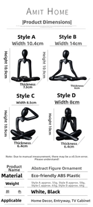 Detailed size specifications for abstract resin human figurines used in home decor