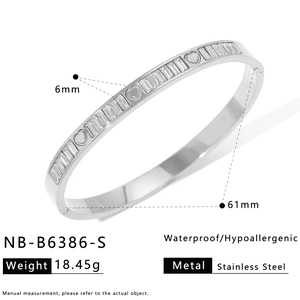 Bracelet jonc en acier inoxydable argenté avec zircons en forme de cœur, largeur de 6mm