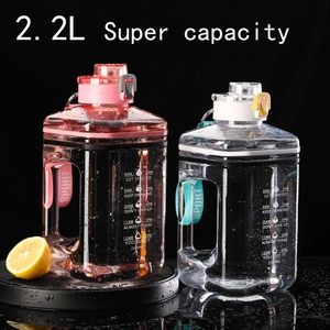 Large Capacity Sports Water Bottle PC Plastic With Time Marker Motivational Quotes Handle Strap Leakproof Lid Outdoor Gym