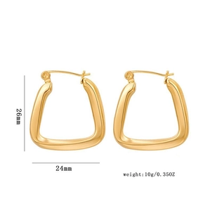 Minimalist gold U-shaped geometric earrings with 26mm height and polished mirror finish