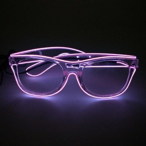 LED light-up party glasses with pink neon glowing wire and transparent plastic frame