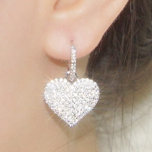 Herz Tropfenohrringe Kupfer Zirkonia Pavé Funkelnde Creolen Schmuck Für Damen Braut Elegant
