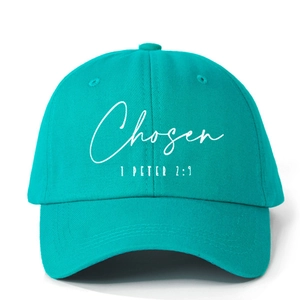 Casquette de baseball sarcelle ajustable avec imprimé biblique Chosen 1 Peter 2:9