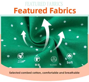 Detail of green polka dot combed cotton fabric showing breathable texture and soft fiber