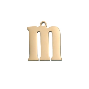 Golden mirror stainless steel alphabet M letter pendant charm with polished finish