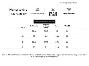 Detailed maternity hoodie size guide with measurements for S to XL and washing care instructions