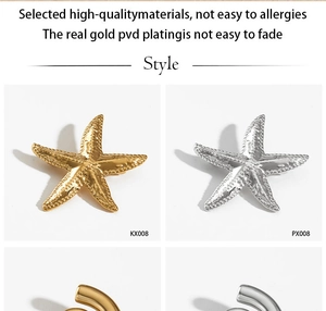 Detail of PVD plated starfish brooch with bionic texture in gold and silver finish