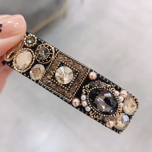 Vintage style gold hair clip with crystals, pearls and Love Forever engraving