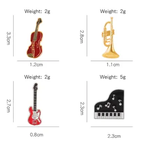 Vintage musical instrument enamel brooches set with violin guitar dimensions and weight