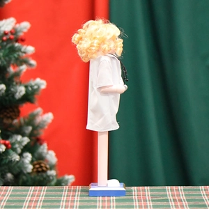 38cm wooden nurse nutcracker doll with golden hair and stethoscope for Christmas decor