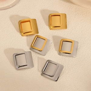 Geometric Rectangular Stud Earrings Stainless Steel 18K Gold Plated Smooth Polished Layered Minimalist Jewelry For Women