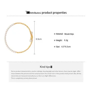 Detailed sizing guide for double-layered beaded pearl bracelet with 6.5cm diameter specs
